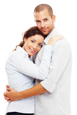 Young couple resting in each others arms