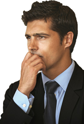 Handsome but pensive young man in a suit